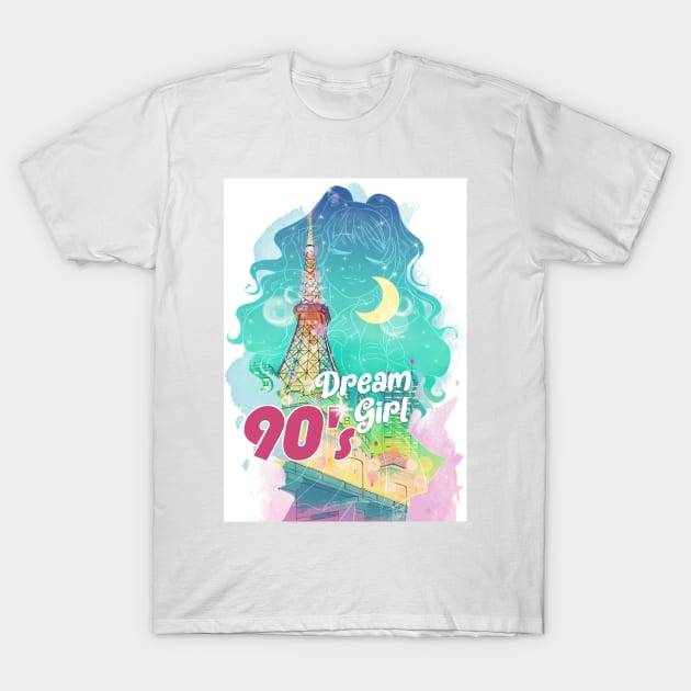 90's Dream Girl (Lines version) T-Shirt by Lunares
